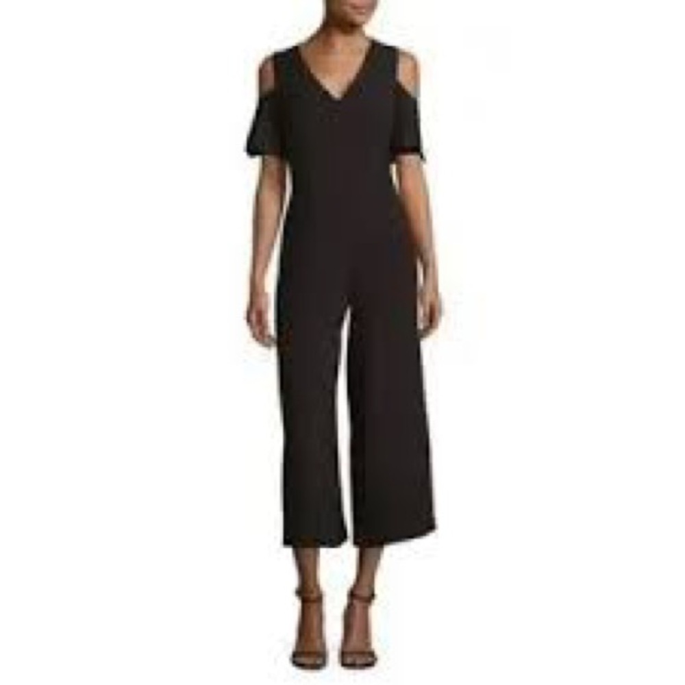 Karl Lagerfeld Elegant Black Cold Shoulder Jumpsuit